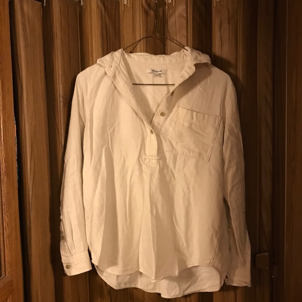 Madewell long sleeve white top medium